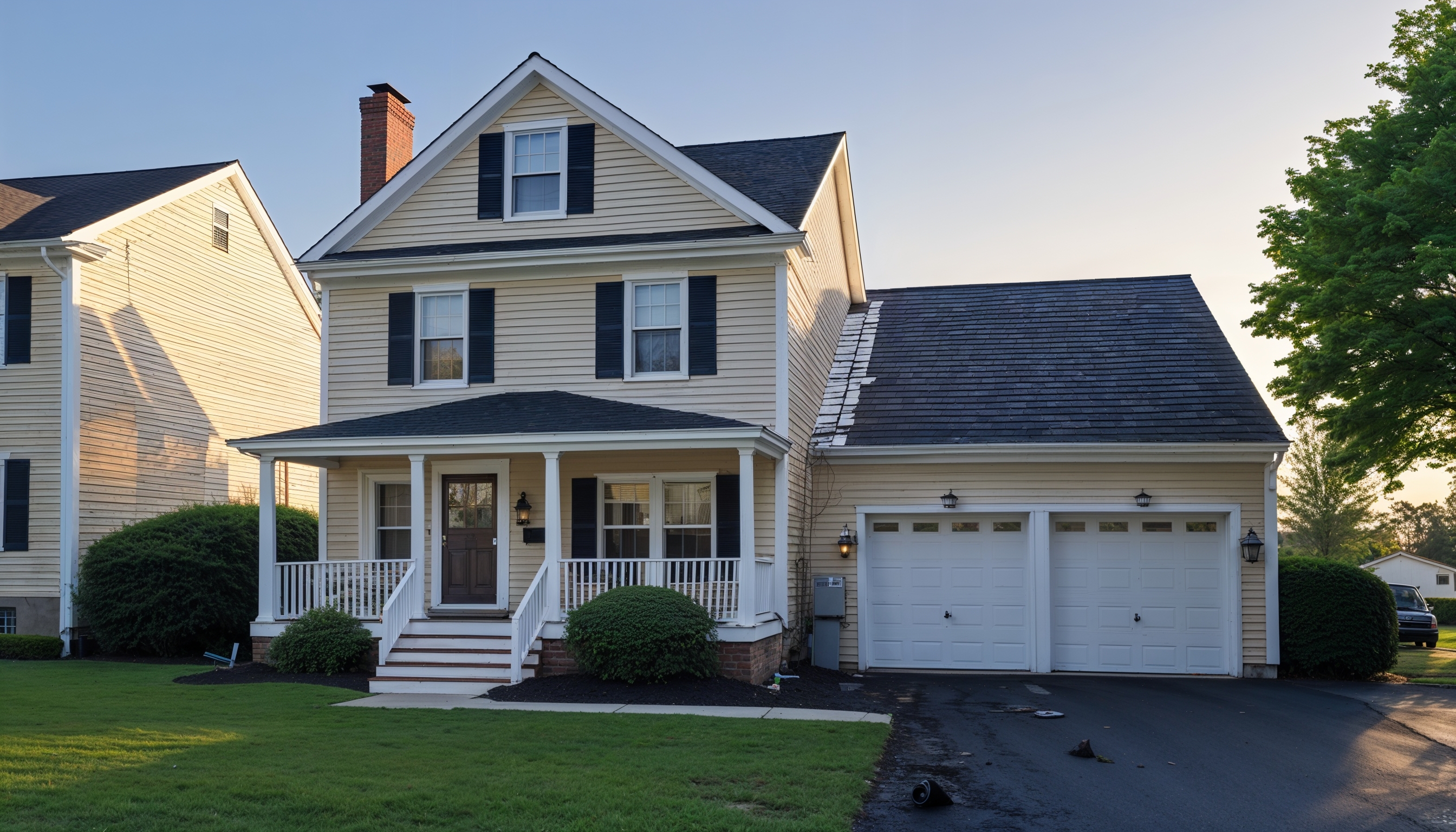 Repaired roof section with matching new shingles